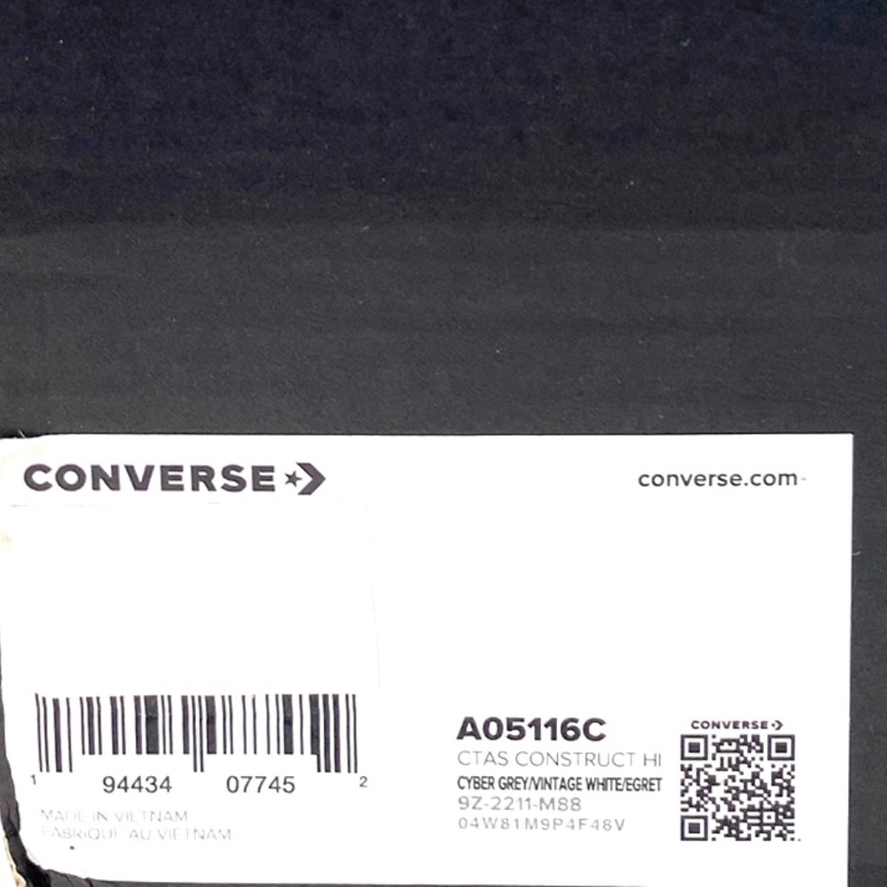 Converse Chuck Taylor Hi Construct Shoes Canvas Gray Women's Size Skate A05116C - Picture 8 of 9